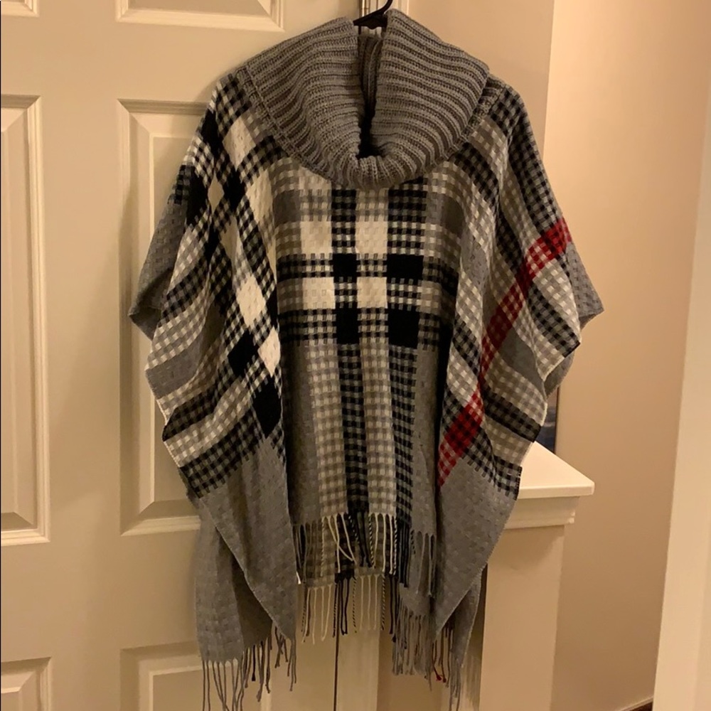 Plaid poncho